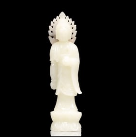 An Exquisite White Jade Statue of Sakyamuni