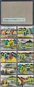 A Chinese Album Ink Painting of Landscape and Figure on Paper,Lin Fengmian