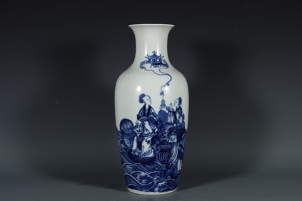 A Rare Blue and White Character and Story Pattern Vase