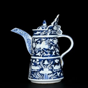 An Exquisite Blue and White Flower and Bird Pattern Ewer