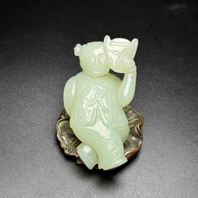White Jade Figure Hand Piece
