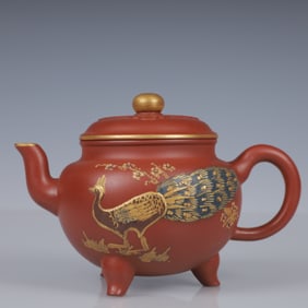 An Exquisite Purple Sands Peacock Pattern Teapot
