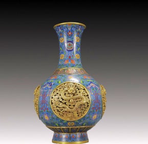 A Huge Cloisonne Hollow Dragon Pattern Vase