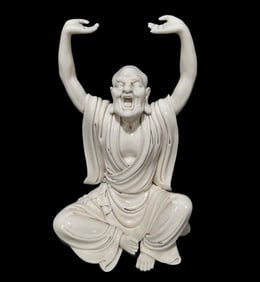 A Rare Blance-De-Chine Statue of Arhat