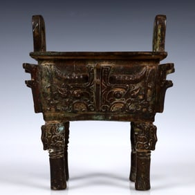 A Rare Bronze Beast-Face Pattern Ding