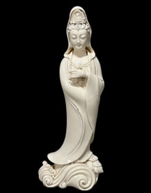 A Rare Blance-De-Chine Statue of Avalokitesvara