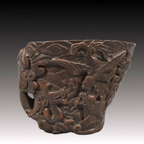 An Exquisite Eaglewood Auspicious Beast Pattern Cup