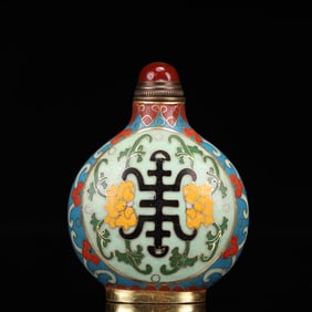 An Exquisite Cloisonne Shou-Character Pattern Snuff Bottle