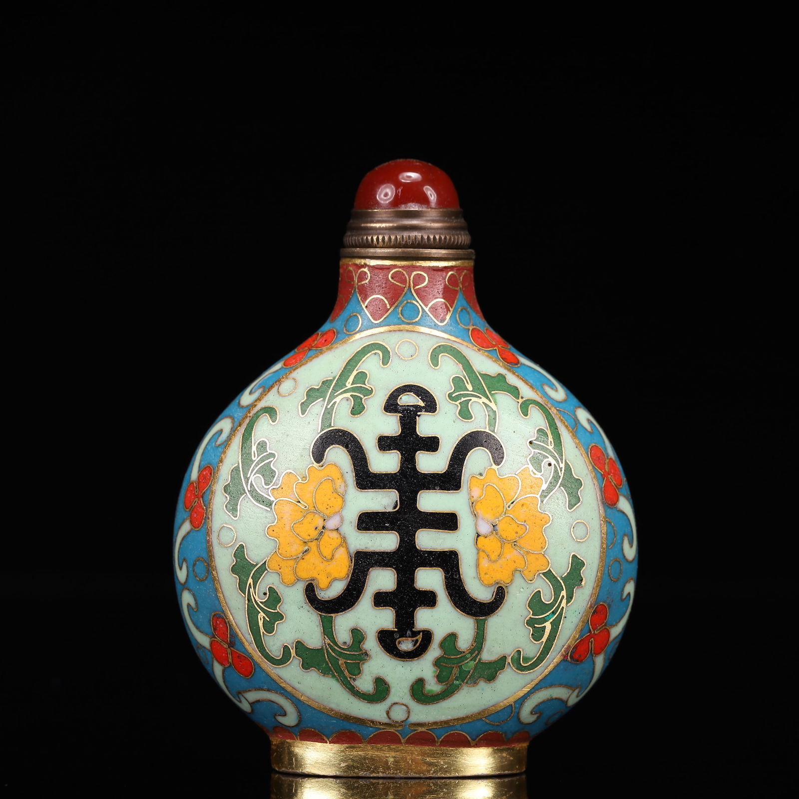 An Exquisite Cloisonne Shou-Character Pattern Snuff Bottle (1 of 8)