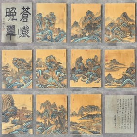 A Chinese Album Ink Painting of Landscape and Figure on Paper,Wang Shimin