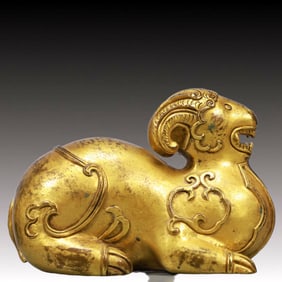 An Exquisite Gilt Bronze Sheep-Shaped Ornament