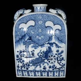 A Huge Blue and White Character and Story Pattern Vase