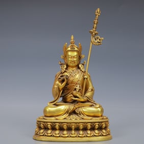 An Exquisite Gilt Bronze Statue of Padma Sambhava