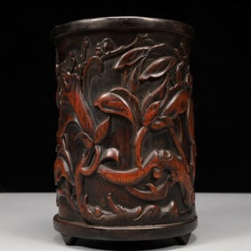 An Exquisite Bamboo Flower Pattern Brush Pot