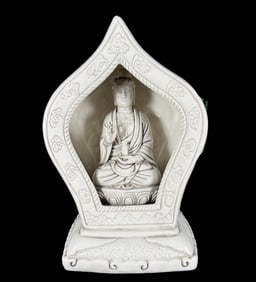 A Solemn Blance-De-Chine Statue of Avalokitesvara