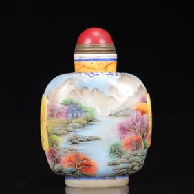 An Exquisite Glass Landscape Pattern Snuff Bottle