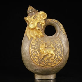An Exquisite Gilt Silver Auspicious Beast Pattern Ewer