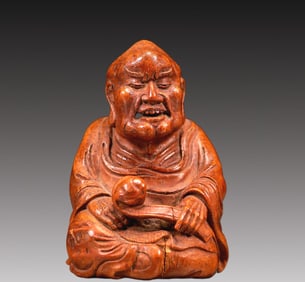 An Elaborate Bamboo Figure Of Arhat