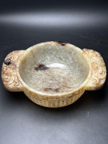 White Jade Dragon and Phoenix Pattern Double-Ears Censer