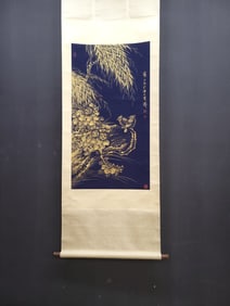 A Chinese Vertical Scroll Ink Painting of Flower and Bird on Paper,Jiang Hanting