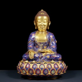 A Huge Cloisonne Statue of Sakyamuni