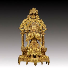 A Magnificent Gilt-Bronze Figure Of Bodhisattva