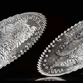 USA Morgan Dollar 1895 Coin: Obv: profile bust with date below and E PLURIBUS UNUM legend and stars around. Rev: eagle with In God we trust above within wreath with UNITED STATES OF AMERICA ONE DOLLAR legend. IN GOD WE TRUST / LI