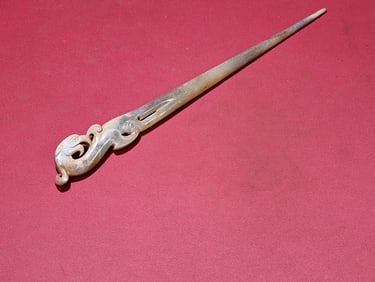 An Exquisite White Jade Phoenix Pattern Hairpin