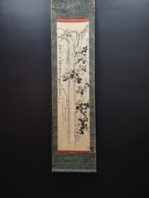 A Chinese Vertical Scroll Ink Painting of Flower on Paper,Zheng Banqiao