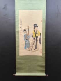 A Chinese Vertical Scroll Ink Painting of Woman on Paper,Zhang Daqian