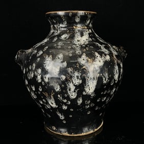 An Exquisite Jizhou yao Black Glazed Beast-Ears Jar