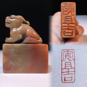 An Exquisite Shoushan Stone Auspicious Beast Pattern Seal