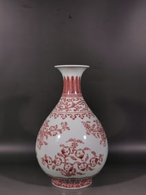 A Rare Underglaze-Red Flower and Fruit Pattern Vase