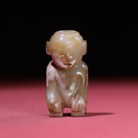 An Exquisite White Jade Figure Hand Piece