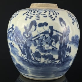 An Exquisite Blue and White Character and Story Pattern Jar