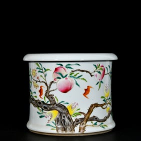 An Exquisite Famille-Rose Bats and Peach Pattern Brush Pot
