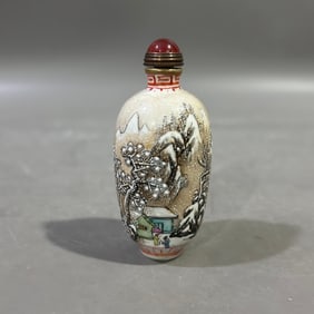 An Exquisite Famille-Rose Landscape and Figure Pattern Snuff Bottle