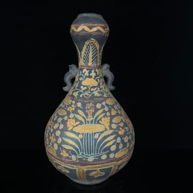A Rare Famille-Rose Fish and Algae Pattern Double-Ears Vase