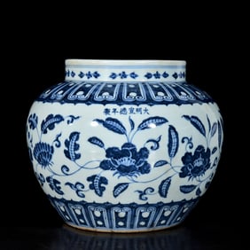 An Exquisite Blue and White Flower Pattern Jar