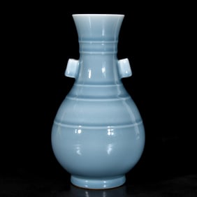 An Exquisite Sky Blue Glazed Double-Ears Vase