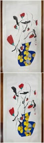 A Pair of Chinese Ink Painting of Flower and Bird on Paper,Zhang Guiming