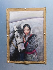 A Chinese Ink Painting of Figure on Paper,Ai Xuan