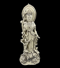 A Solemn Blance-De-Chine Statue of Avalokitesvara