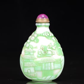 An Exquisite Glass Landscape and Figure Pattern Snuff Bottle