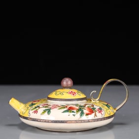 An Exquisite Painted Enamel Flower and Peach Pattern Ewer