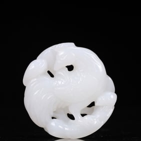 An Exquisite White Jade Rooster Pendant