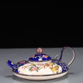 An Exquisite Painted Enamel Flower and Bird Pattern Ewer