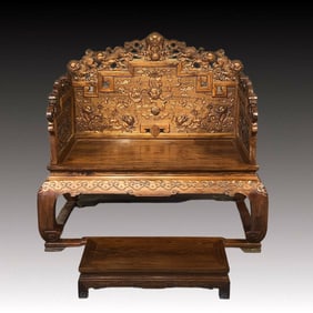 A Rare Huanghuali wood Lion Pattern Chair