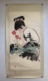 A Chinese Ink Painting of Figure on Paper,Liu Wenxi