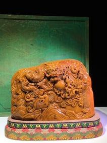 An Exquisite Shoushan Stone Dragon and Phoenix Pattern Seal
